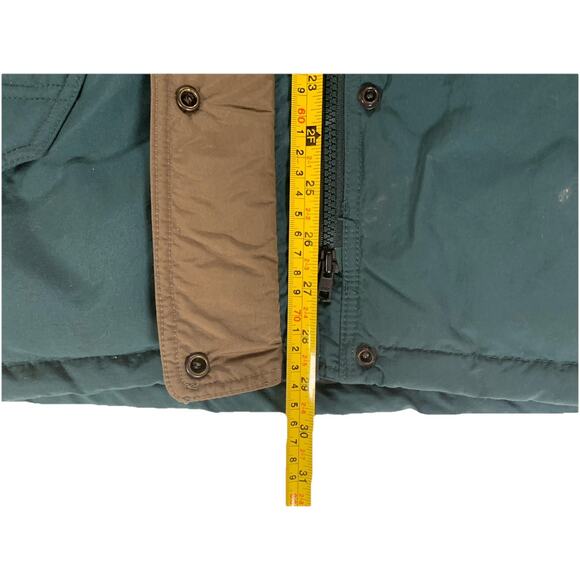 Vtg 90s The North Face Goose Down Jacket Hooded Green Puffer Parka TNF Mens M - Picture 7 of 11